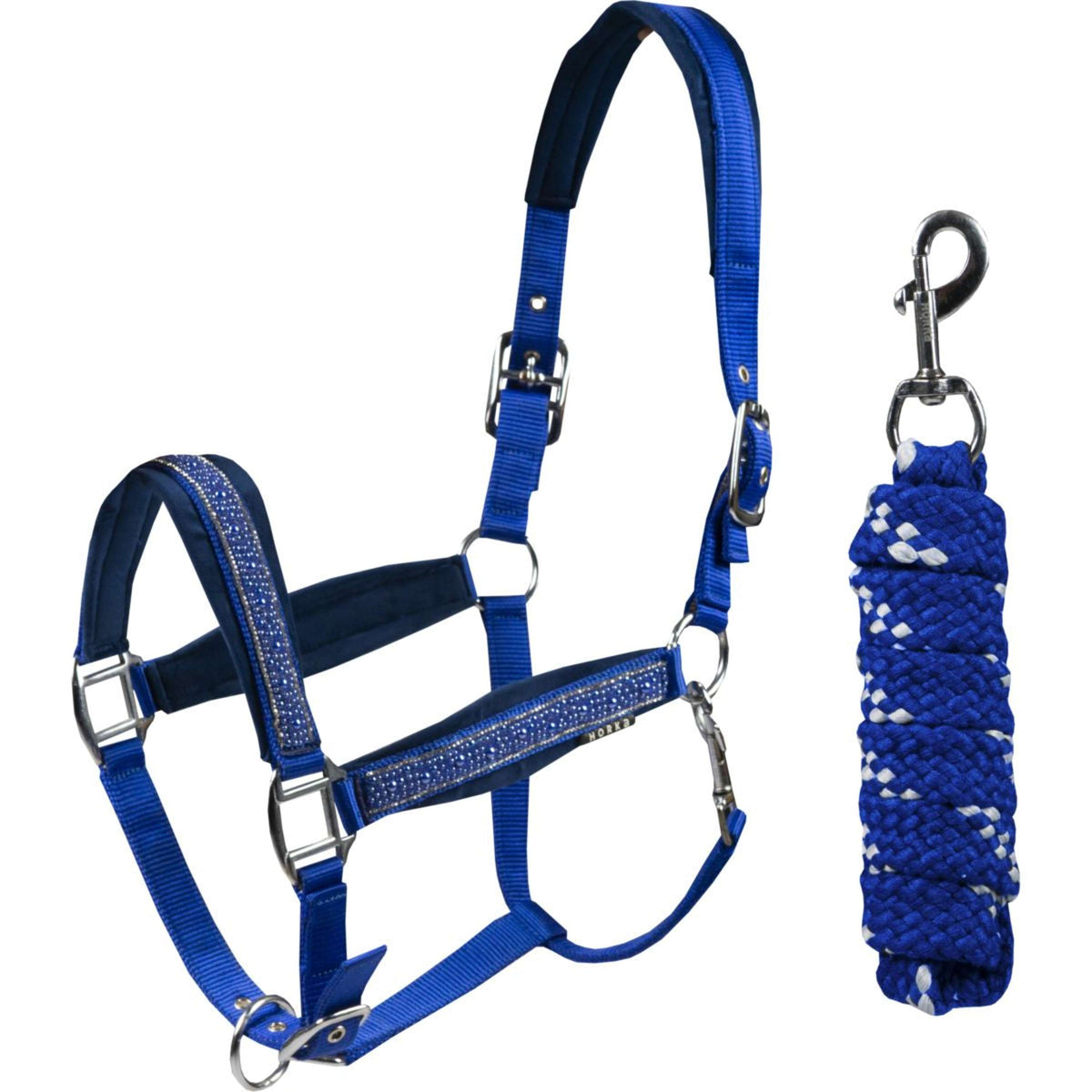 HORKA Juego de Cabestro Equestrian Pro Crystals & Pearls Royal Blue