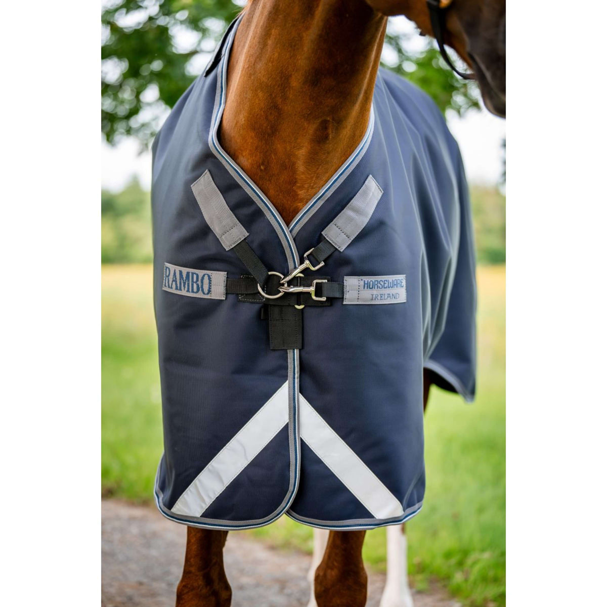 Rambo by Horseware Turnout 1680D 0g Azul marino<>Gris tormenta<>Plata