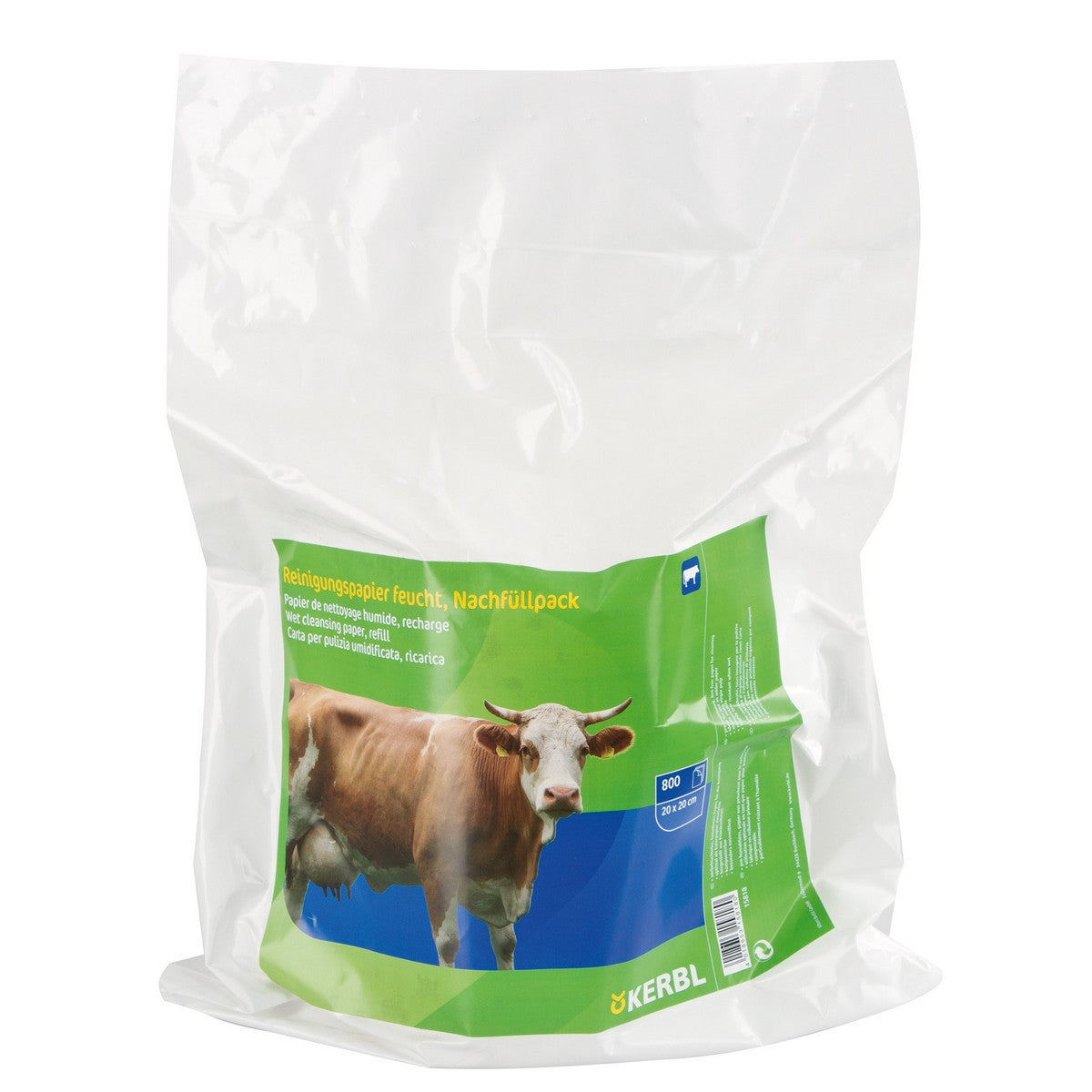 Kerbl Papel para Ubre Kerbaclean Húmedo 800 piezas recarga