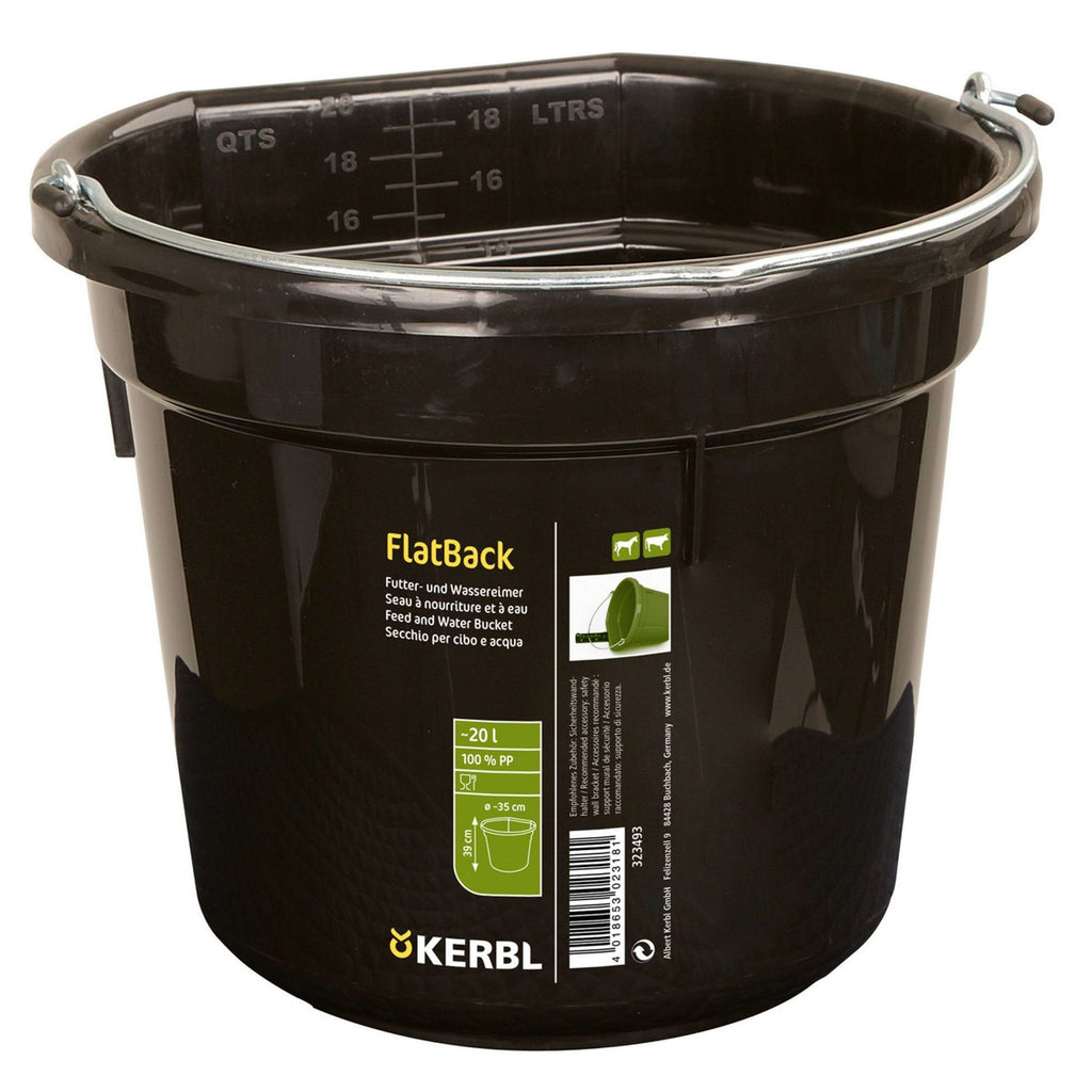 Kerbl Cubo para Comida y Agua Flat Back Negro