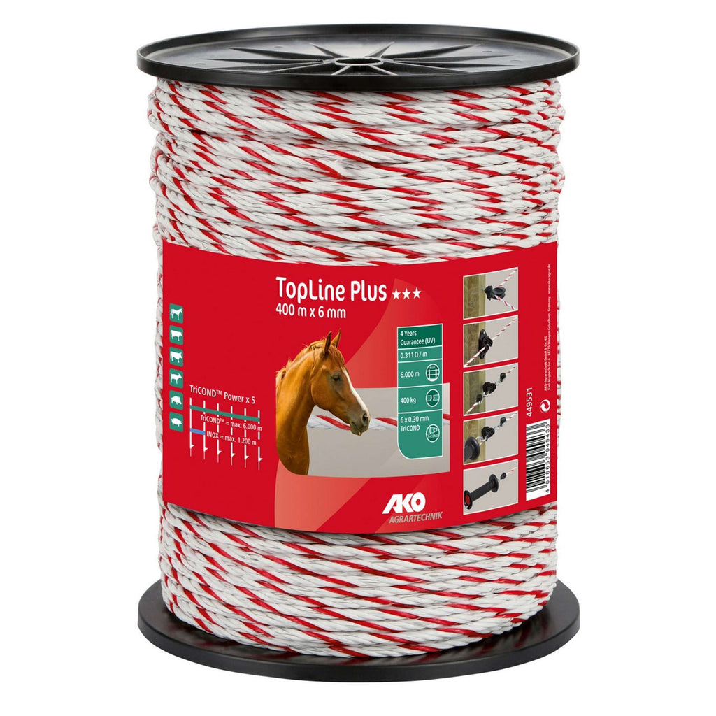 Ako Cuerda de Cercado Topline Plus Blanco Rojo