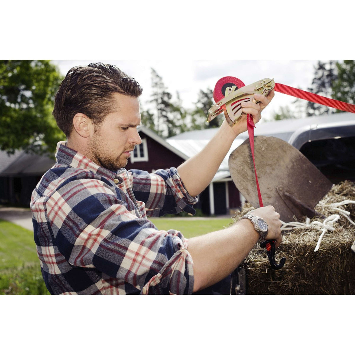 Kerbl Cuerda de tracción automática Naranja