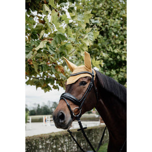 Kentucky Horsewear Bonete para Orejas Wellington Velvet Mostaza