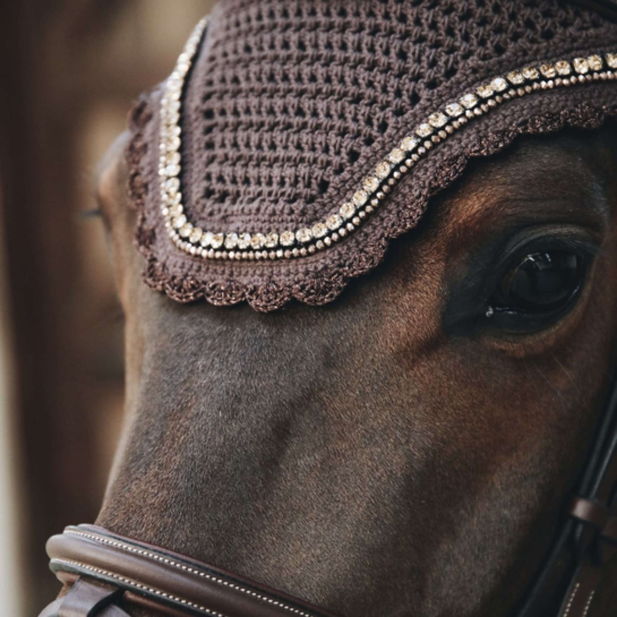 Kentucky Horsewear Cubre orejas Wellington Stone & Pearl Soundless Marron