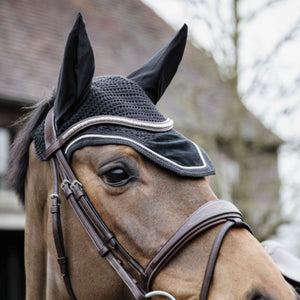 Kentucky Horsewear Bonete para Orejas Wellington Basic Velvet Negro