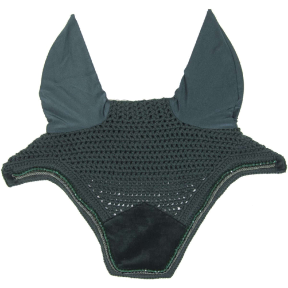 Kentucky Horsewear Bonete para Orejas Wellington Velvet Pearls Pine Green