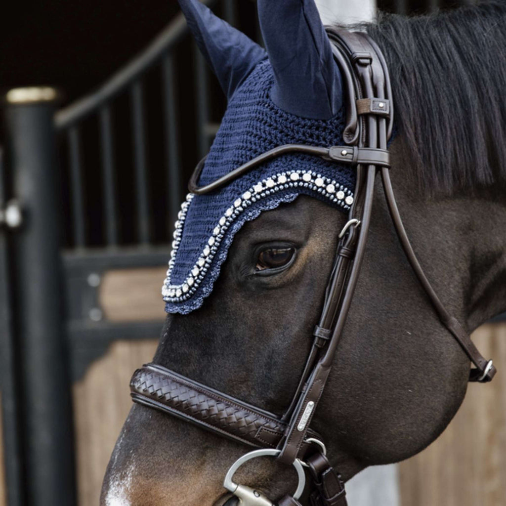 Kentucky Horsewear Bonete para Orejas Wellington Big Stone & Pearl Dark Navy