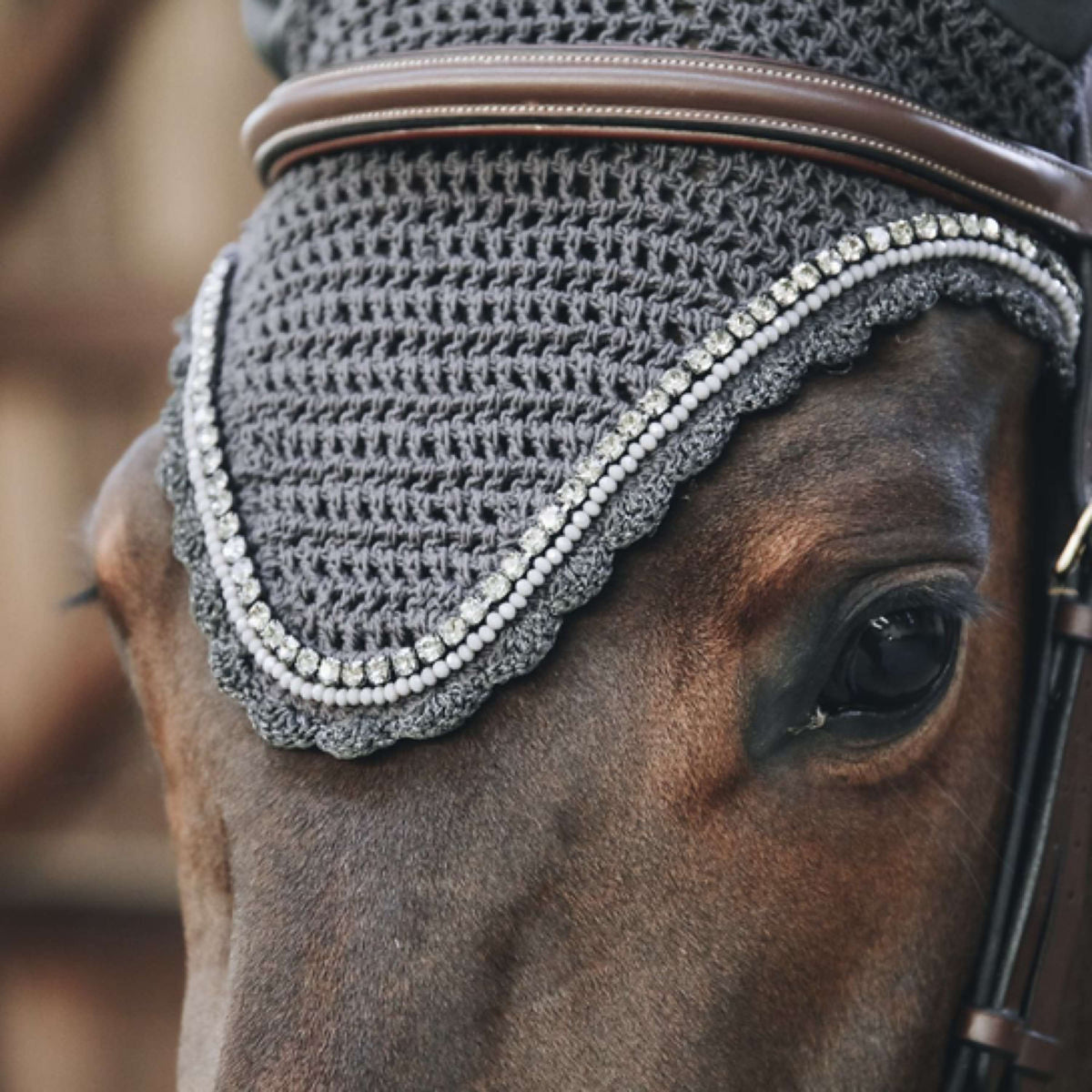 Kentucky Horsewear Cubre orejas Long Stone & Pearl Soundless Gris