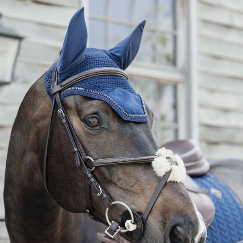 Kentucky Horsewear Bonete para Orejas Wellington Velvet Pearls Navy