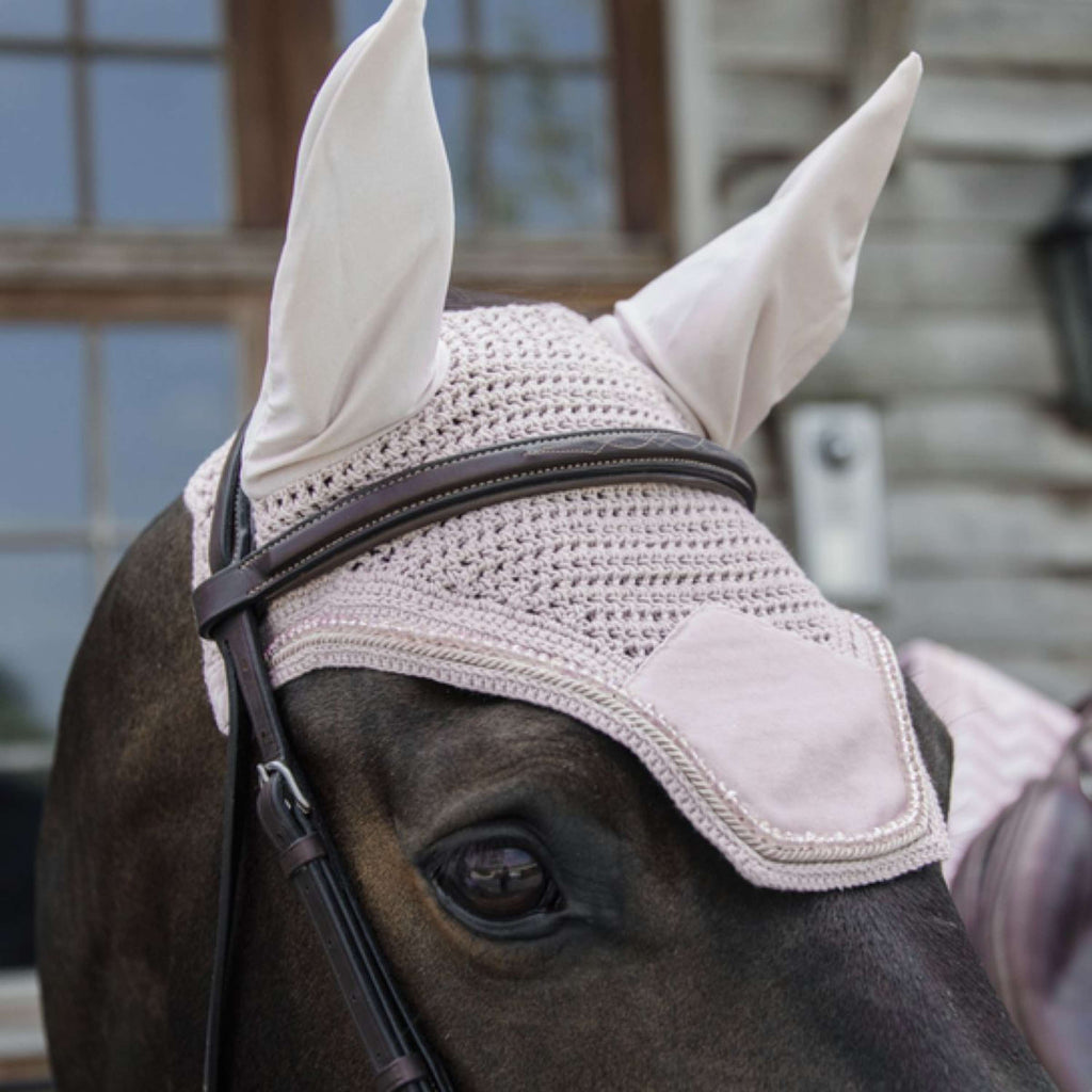 Kentucky Horsewear Bonete para Orejas Wellington Velvet Pearls Soft Rose