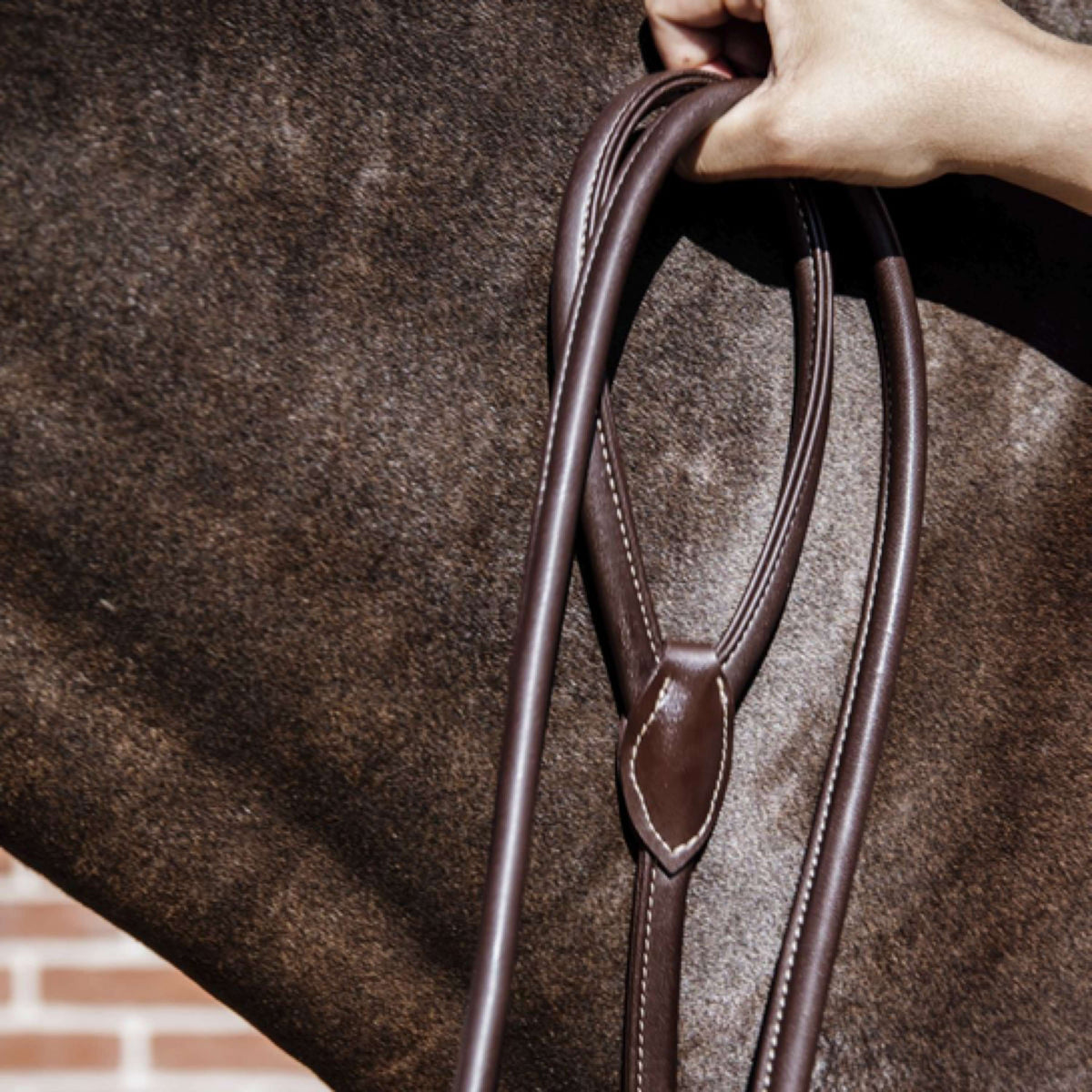 Kentucky Horsewear Cuerda de Presentación Leather Chain Marron