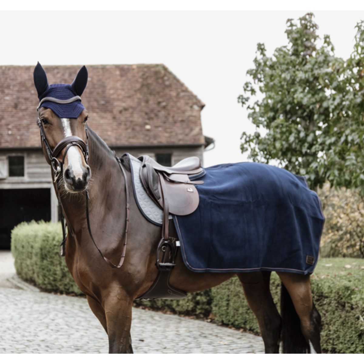 Kentucky Horsewear Manta de ejercicio Forro polar grueso cuadrado. Navy