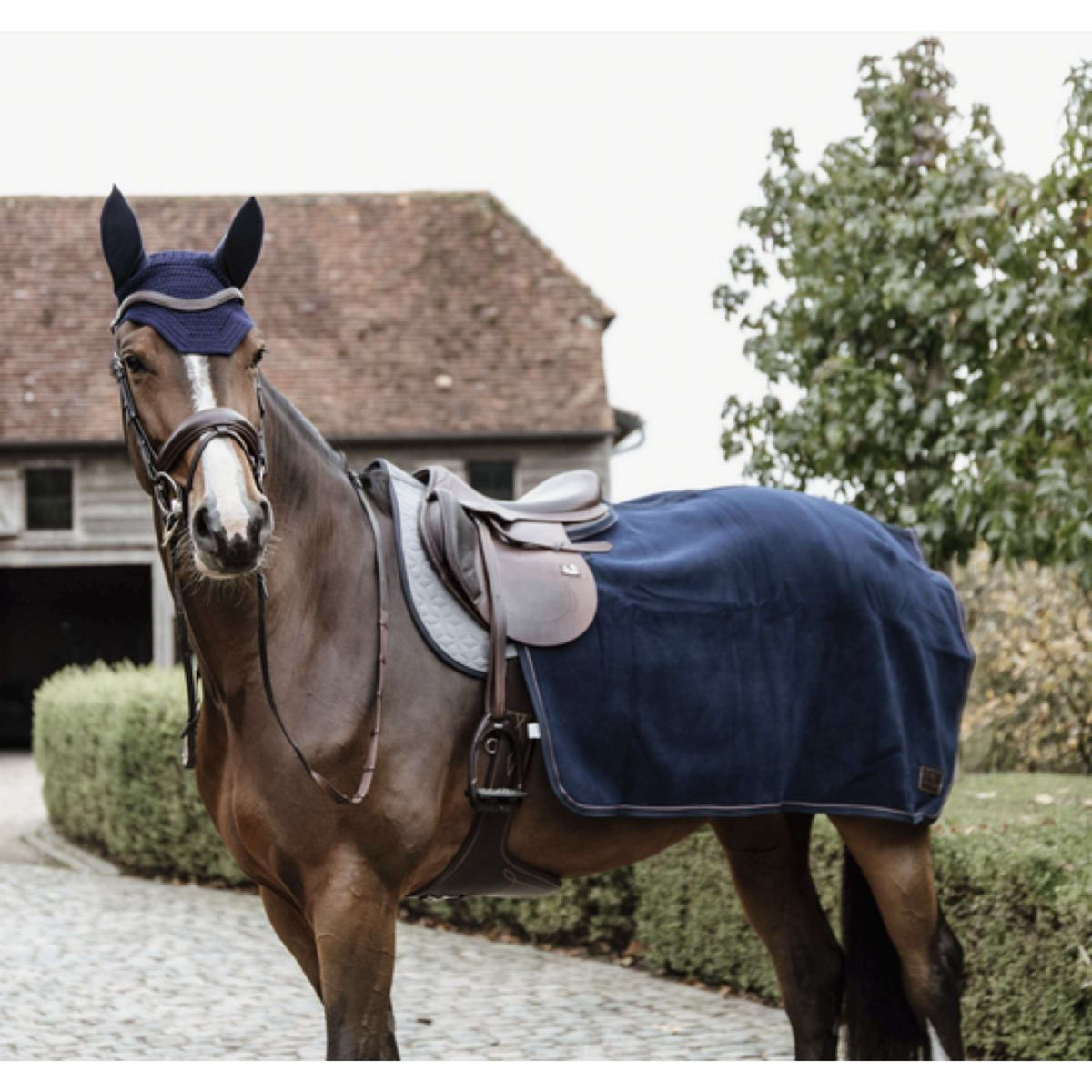 Kentucky Horsewear Manta de ejercicio Forro polar grueso cuadrado. Navy