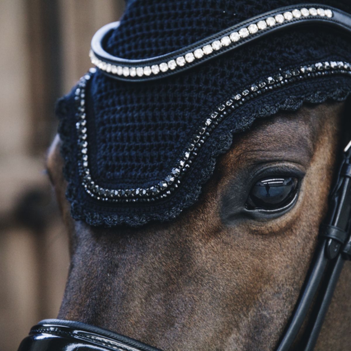 Kentucky Horsewear Cubre orejas Wellington Stone & Pearl Soundless Negro
