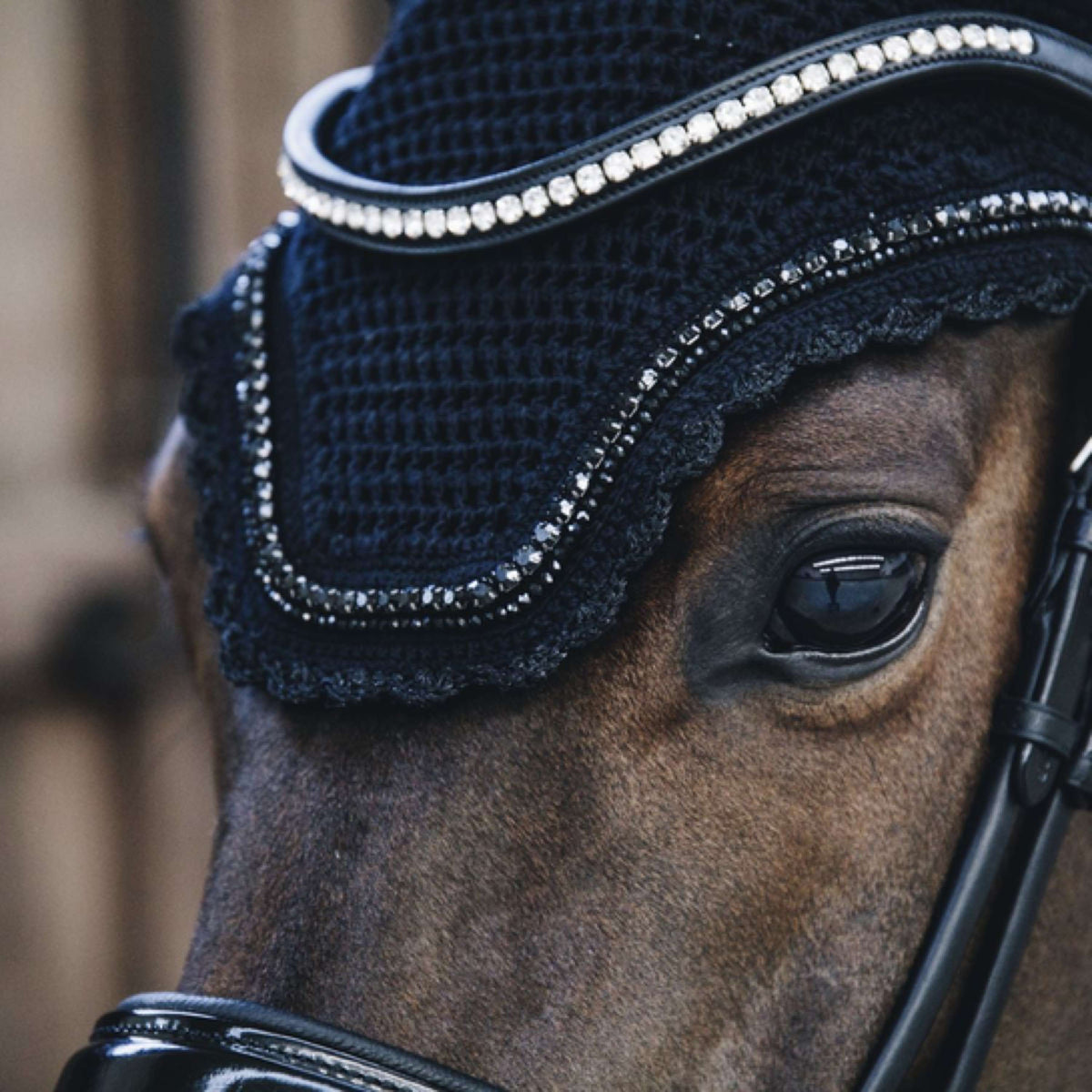 Kentucky Horsewear Cubre orejas Wellington Stone & Pearl Soundless Negro