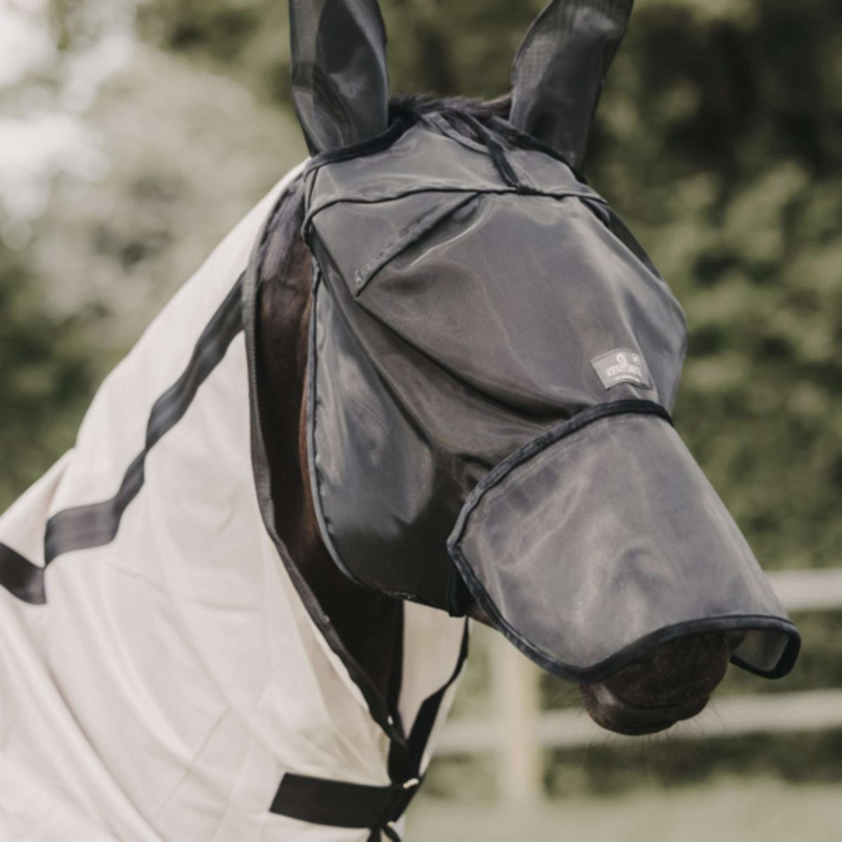 Kentucky Horsewear Máscara para Moscas Classic con Orejas y Nariz Negro
