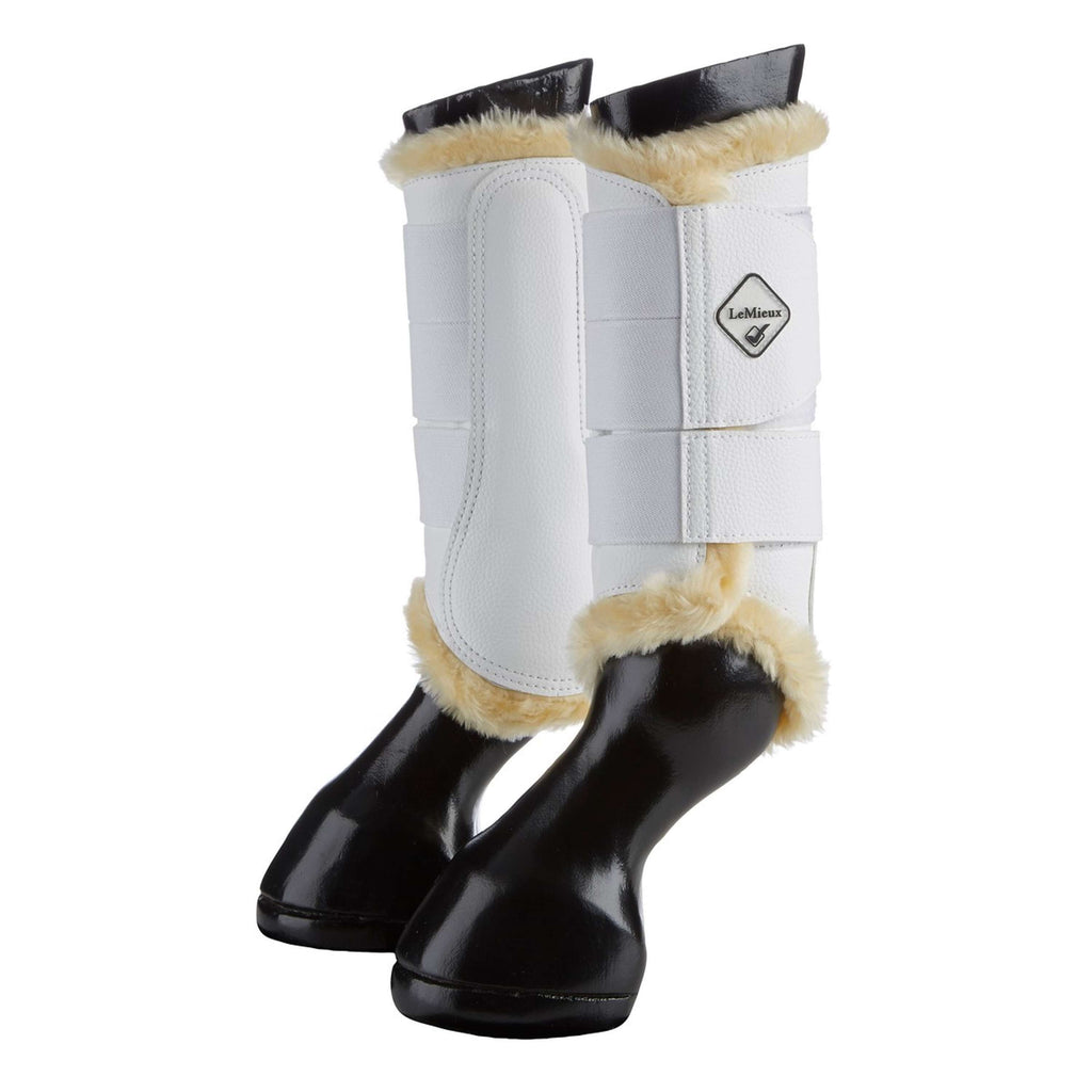 LeMieux Protectores de piernas Brushing Fleece Blanco/Beige