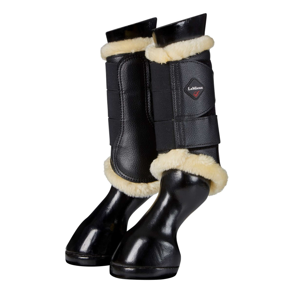 LeMieux Protectores de piernas Brushing Fleece Negro/Natural