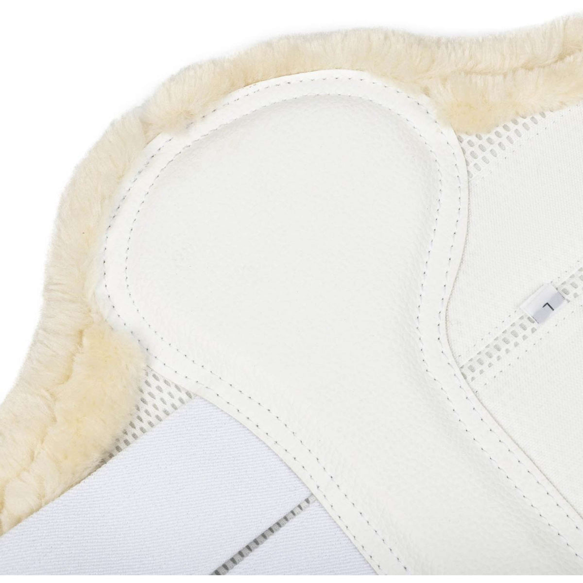 LeMieux Brushing Boots Fleece Edge Mesh Blanco<>Beige