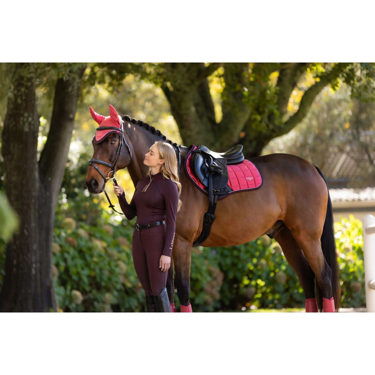 LeMieux Mantilla Loire Classic saltando Cranberry