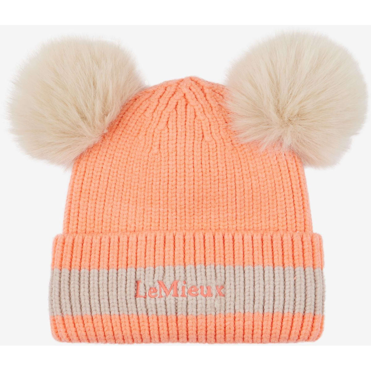 LeMieux Beanie Mini Double Pom Niños Peach Punch