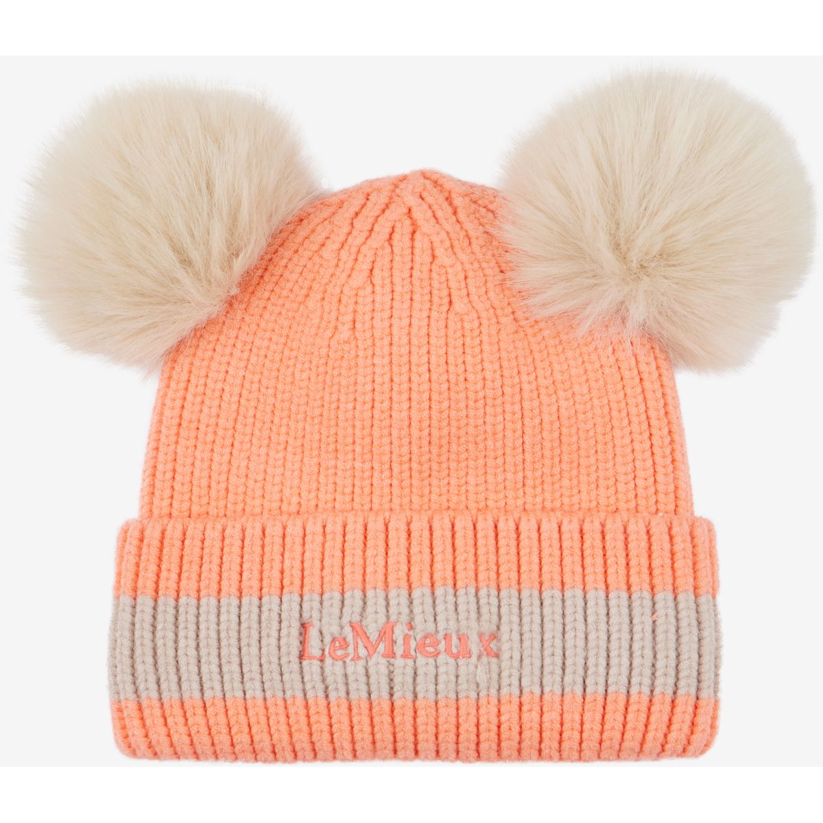 LeMieux Beanie Mini Double Pom Niños Peach Punch