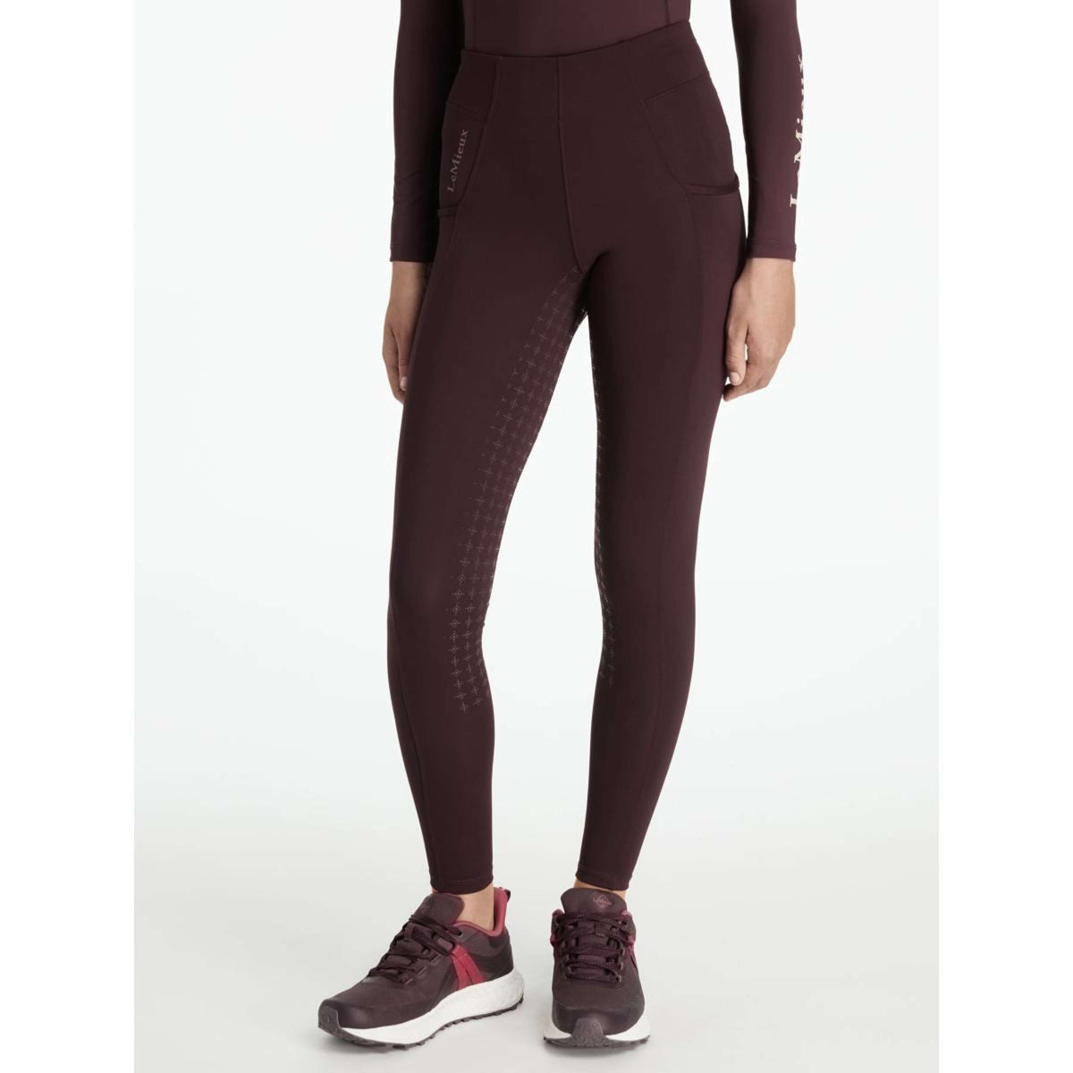 LeMieux Legging de Equitación Young Rider Orla Full Grip Color ES: Ciruela