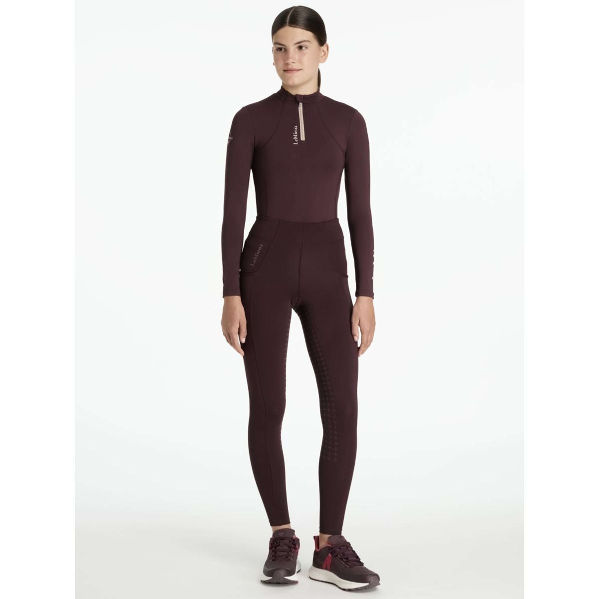 LeMieux Legging de Equitación Young Rider Orla Full Grip Color ES: Ciruela