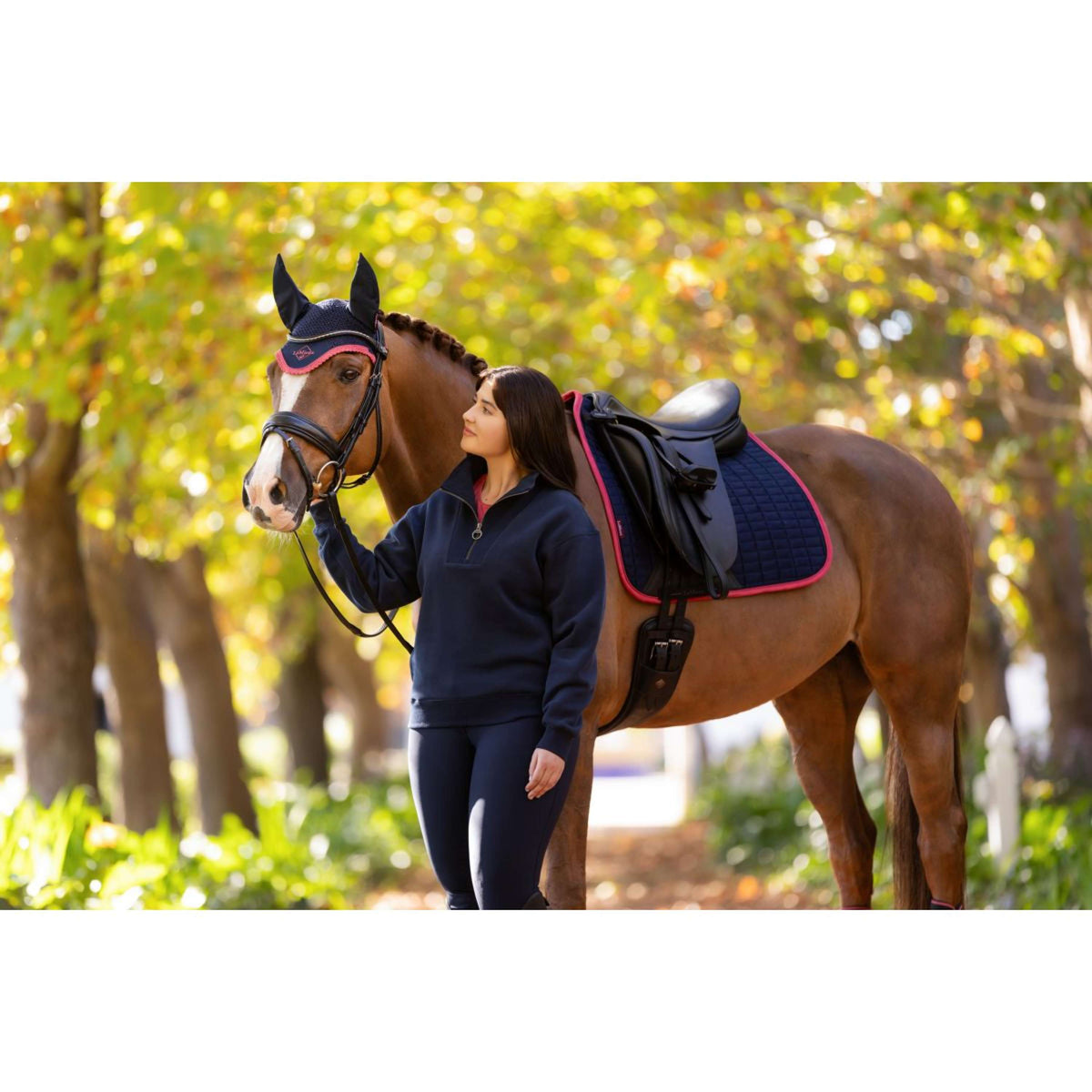 LeMieux Mantilla Suede Doma clásica Navy/Cranberry