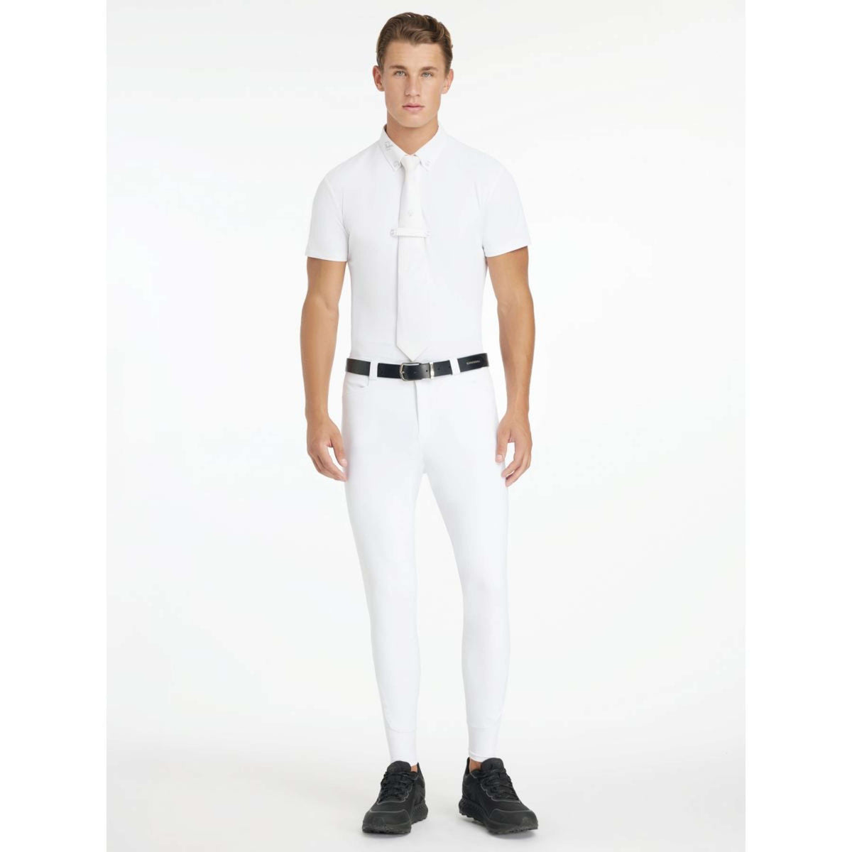 LeMieux Pantalón de Equitación Sports Full Grip Hombres Blanco