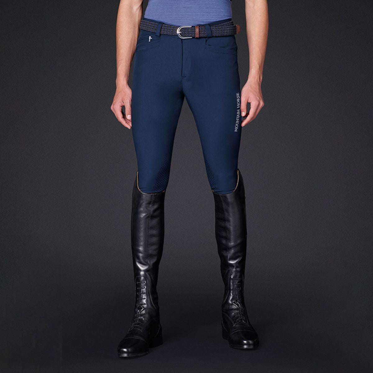 Mountain Horse Pantalón de Equitación Robin Knee Grip Hombres Navy