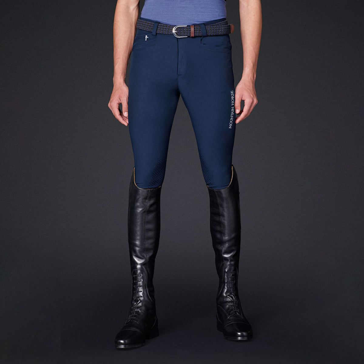 Mountain Horse Pantalón de Equitación Robin Knee Grip Hombres Navy