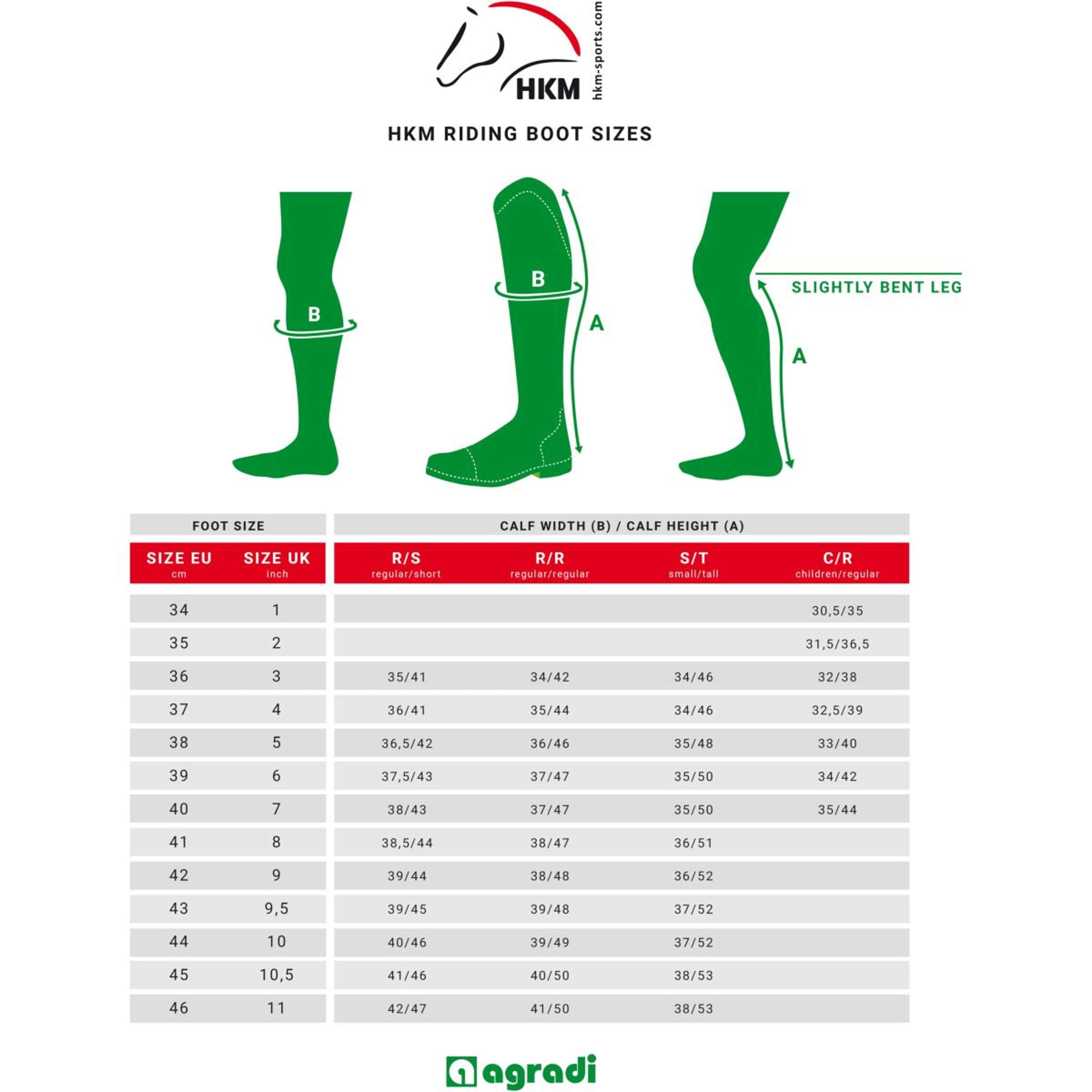 HKM Botas de Equitación Sevilla Largo Estrecho Negro
