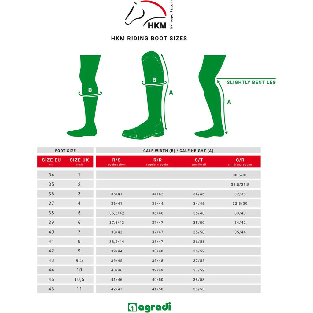 HKM Botas de Equitación Sevilla Largo Estrecho Negro