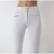 Montar Pantalón de Equitación Molly Gold Highwaist Full Grip Blanco