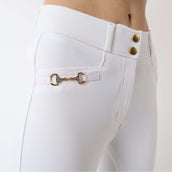 Montar Pantalón de Equitación Molly Gold Highwaist Full Grip Blanco