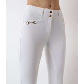 Montar Pantalón de Equitación Molly Gold Highwaist Full Grip Blanco