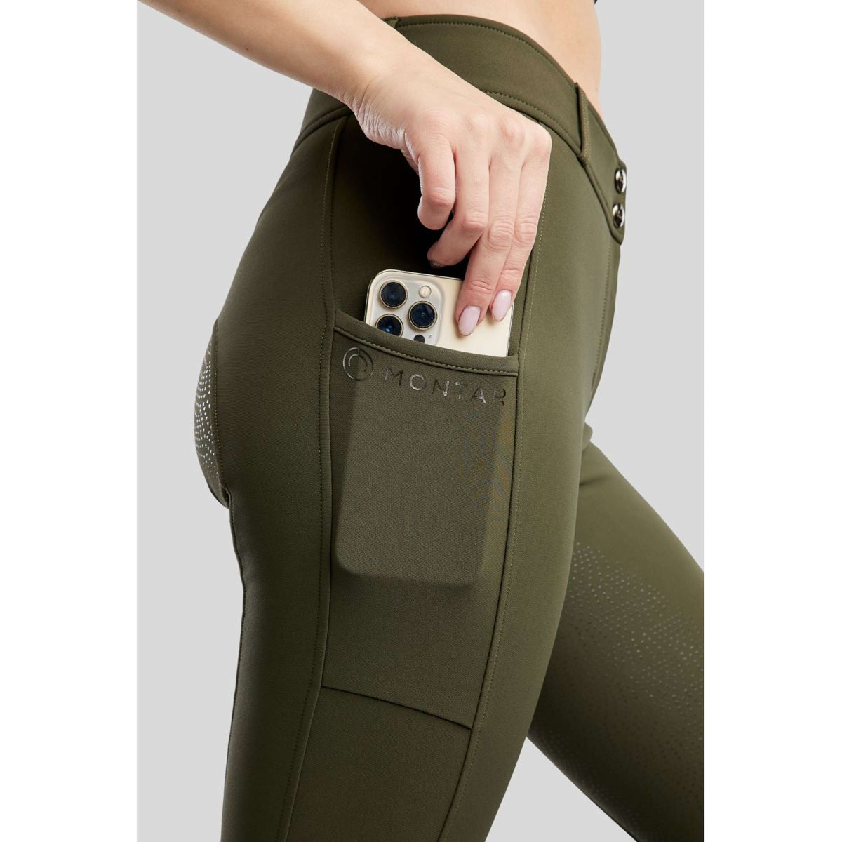 Montar Pantalón de Equitación Megan Full Grip Olive