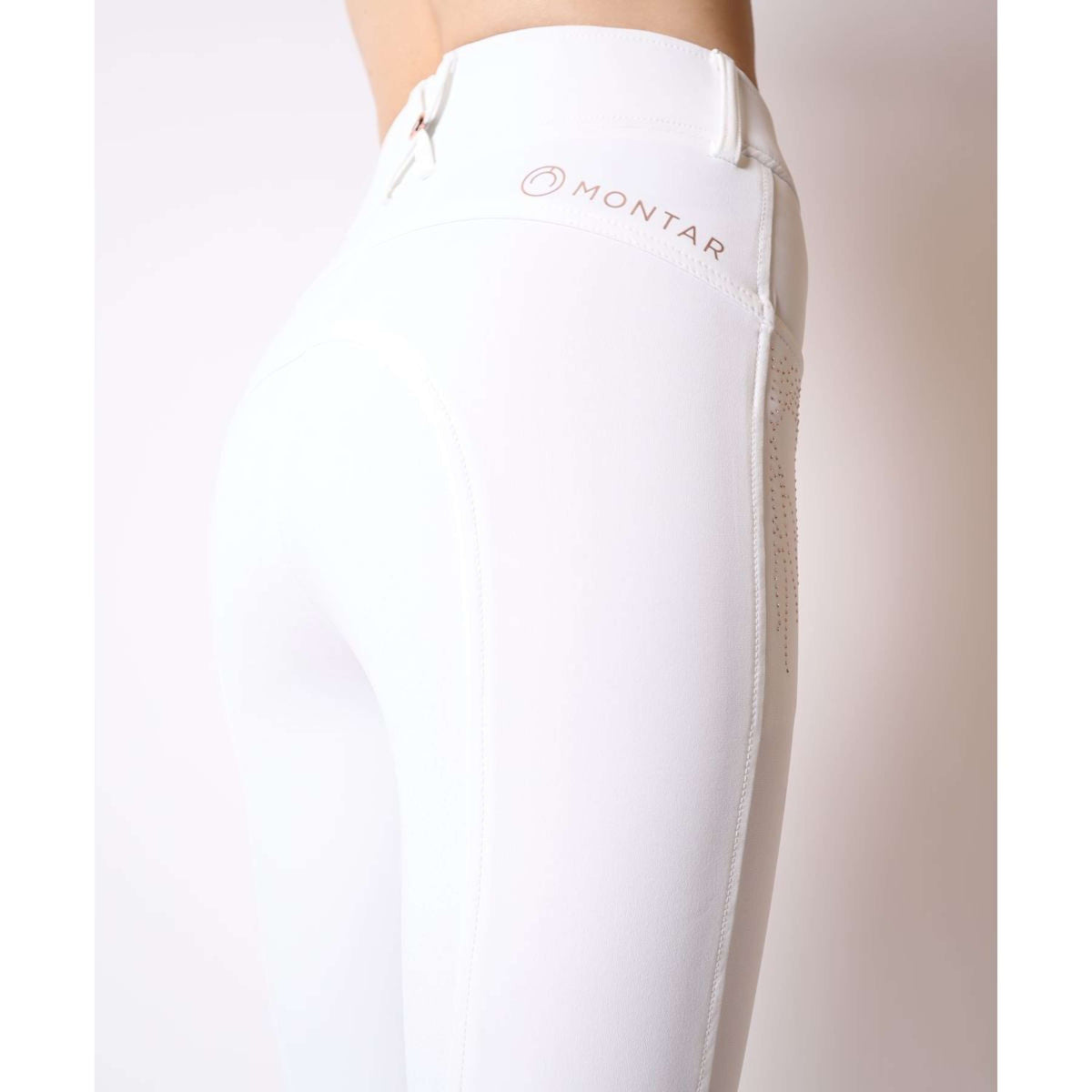 Montar Pantalón de Equitación Femka Rosegold Full Grip Blanco