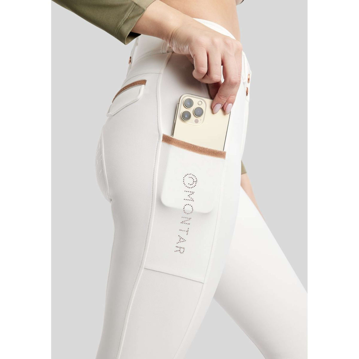 Montar Pantalón de Equitación MoGlenda Full Grip Blanco