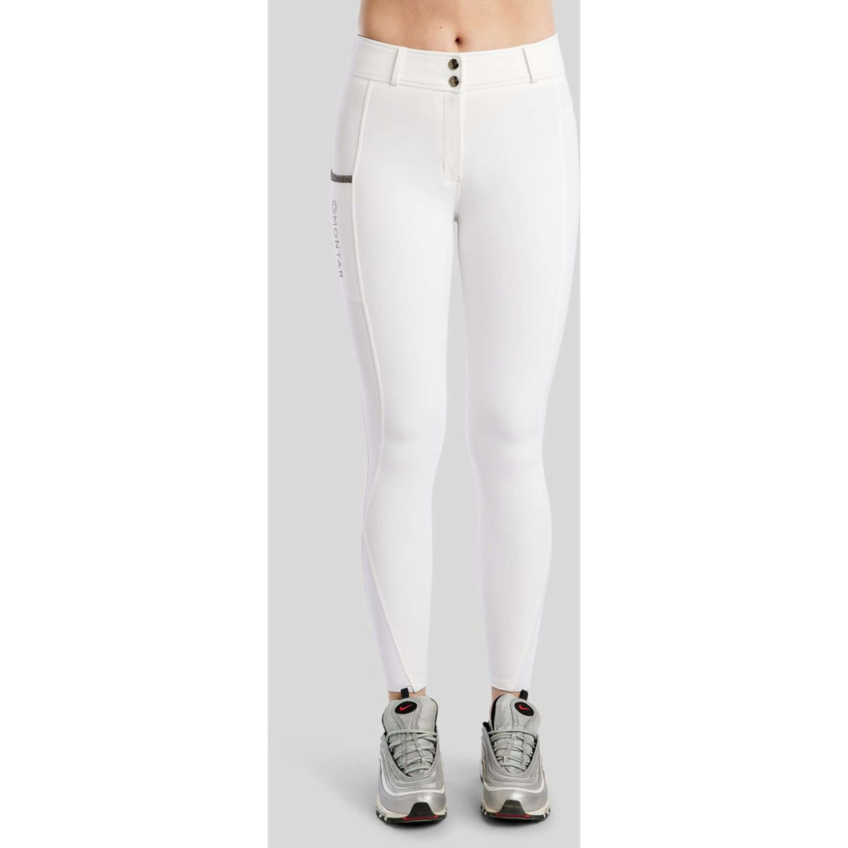 Montar Pantalón de Equitación MoGaia Full Grip Blanco