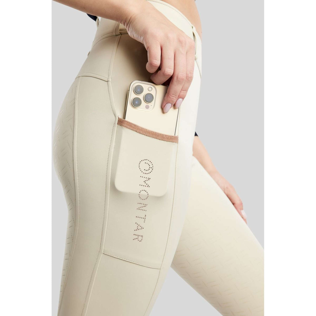Montar Legging de Equitación MoGlenda Full Grip Warm Light Grey
