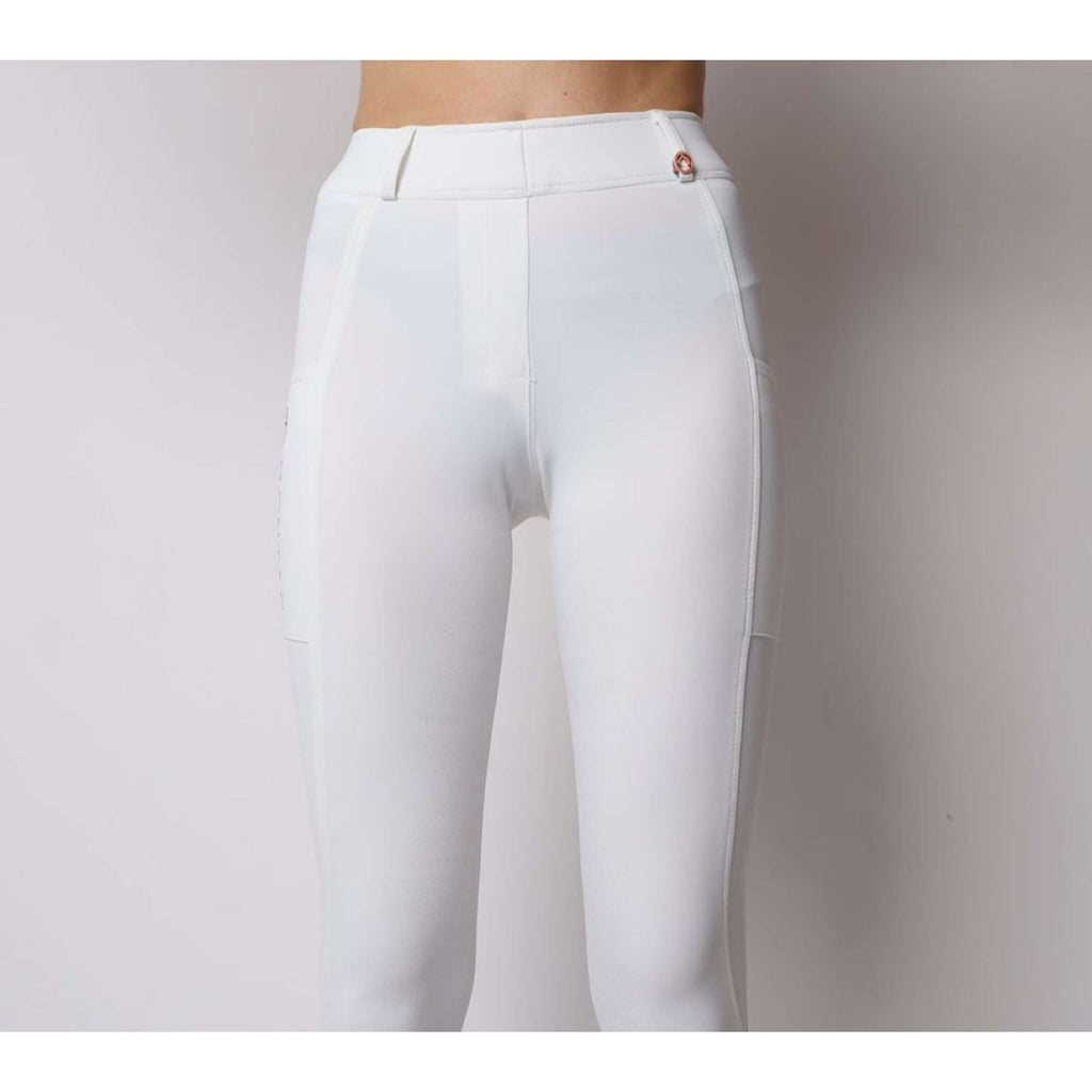 Montar Legging de Equitación Rosegold Logo Junior Blanco