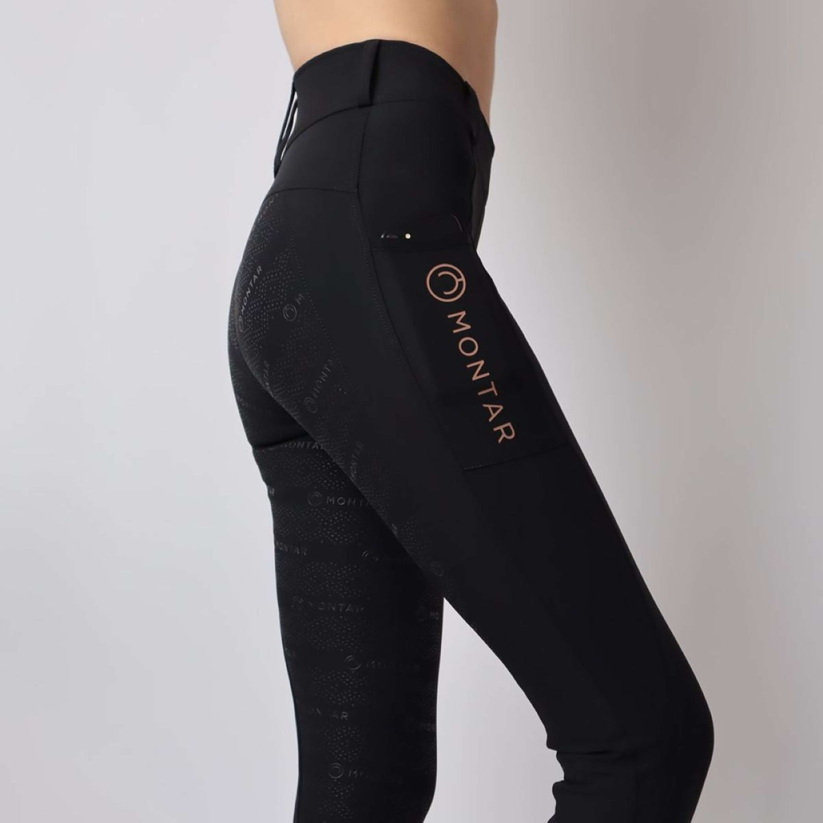 Montar Legging de Equitación Rosegold Logo Junior Negro