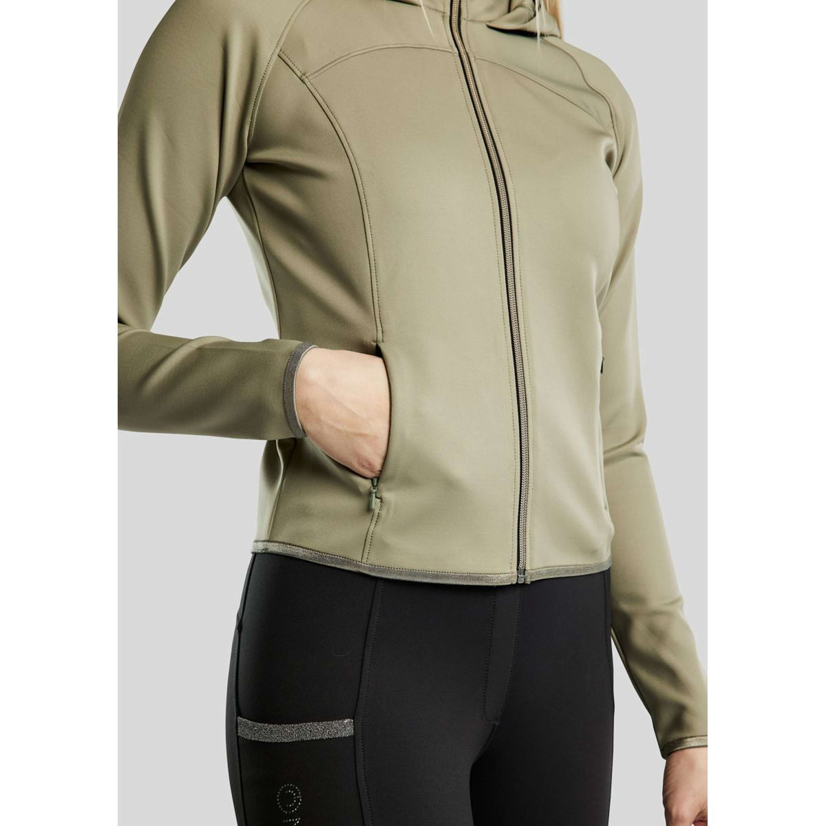 Montar Sudadera con capucha y cremallera MoGaia Dusty Green