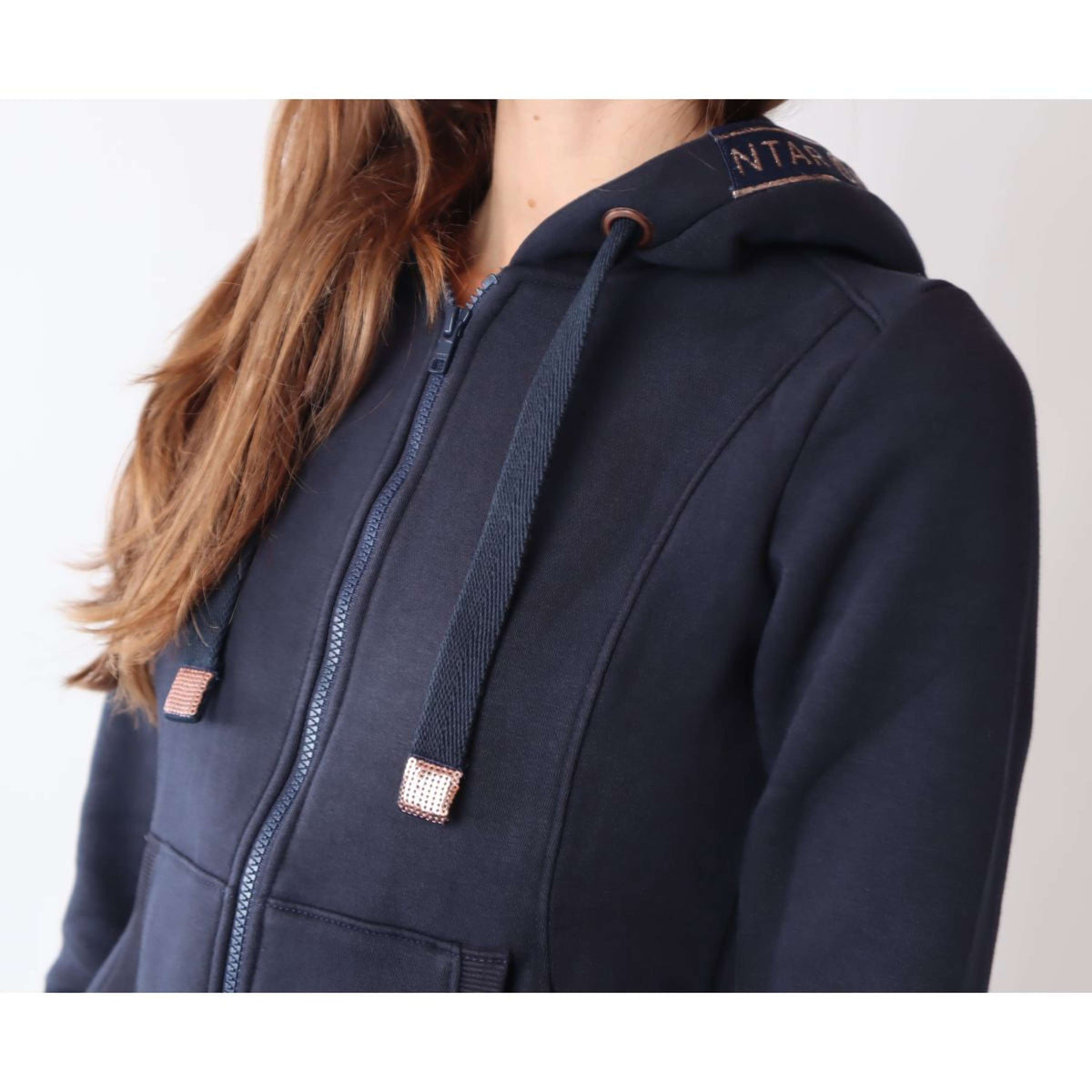 Montar Sudadera con capucha y cremallera Macie Rosegold Logo Navy