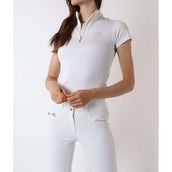 Montar Pantalón de Equitación Molly Gold Highwaist Full Grip Blanco
