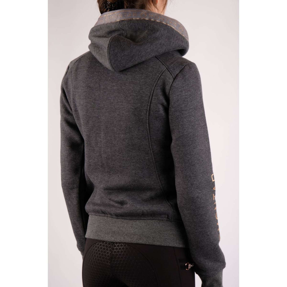 Montar Sudadera con capucha y cremallera Macie Rosegold Logo Gris