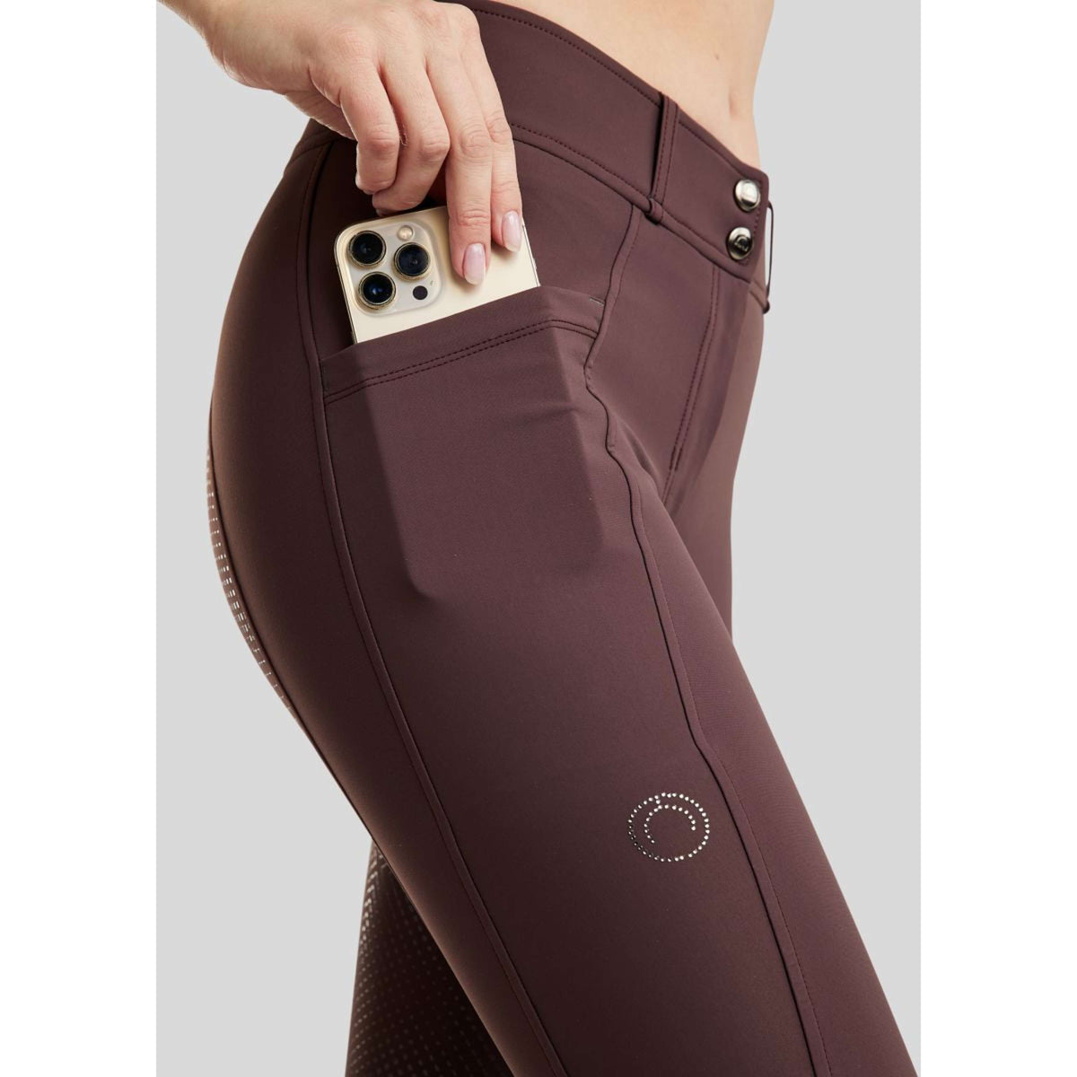 Montar Pantalón de Equitación MoZida Refined Full Grip Black Peony