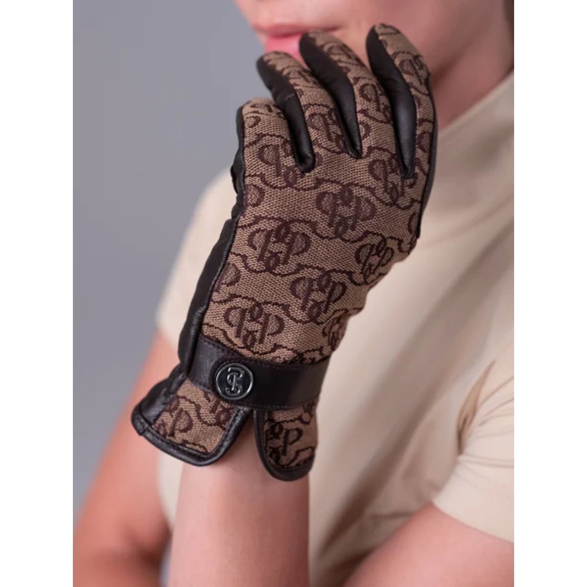 PS of Sweden Guantes de Equitación Monogram Leather Marron